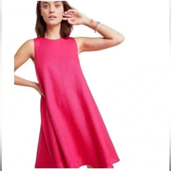 Maeve Dresses & Skirts - Maeve from Anthropologie Melbourne Hot Pink 100% Linen Swing Dress Size Small